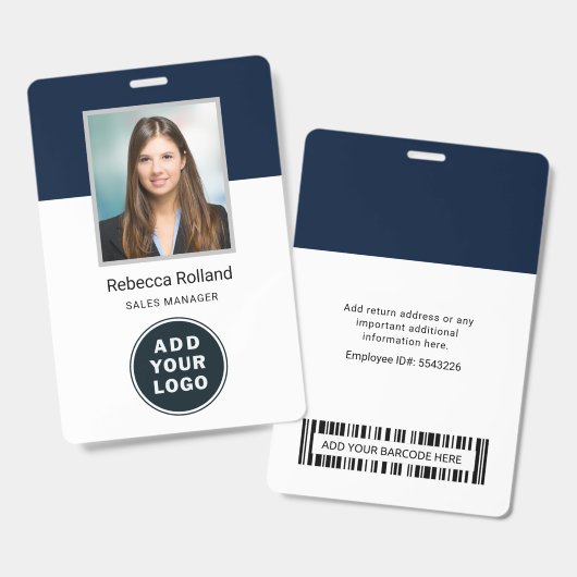 Badge Photo d'identité de l'employé et logo de l'entrepr (Avant & arrière)