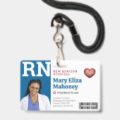 Badge photo d'identité de l'employé médical RN ave (Avant avec lanière)