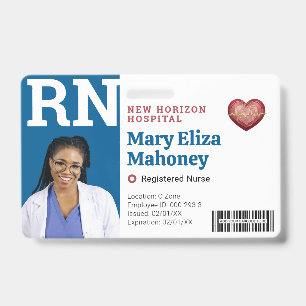 Badge photo d'identité de l'employé médical RN ave