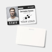 Badge Photo d'identité de l'employé noir blanc et grand  (Front & Back)