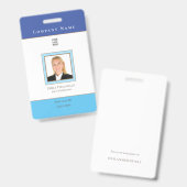 Badge Photo d'identité de l'employé Nom Logo Bleu Or (Avant & arrière)