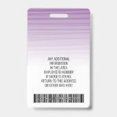 Badge Photo d'identité de l'employé - rayures modernes, (Arrière)