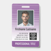 Badge Photo d'identité de l'employé - rayures modernes, (Avant)