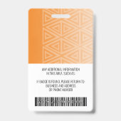 Badge Photo d'identité de l'employé - tribal moderne, co (Arrière)