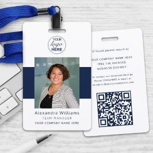 Badge Photo d'identité de l'employé Votre logo ici Code 