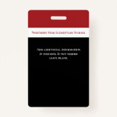 Badge Photo d'identité de l'enseignant de l'école Super  (Dos)