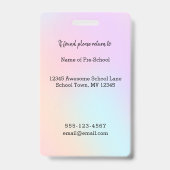 Badge Photo d'identité de l'enseignant d'école maternell (Back)