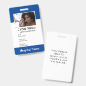 Badge Photo d'identité de l'infirmière infirmière de l'e (Front & Back)