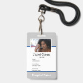 Badge Photo d'identité de médecin infirmière employé per (Avant avec lanière)