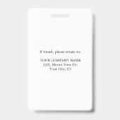 Badge Photo d'identité de thérapeute à domicile (Arrière)