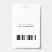 Badge photo d'identité de votre entreprise (Arrière)