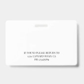 Badge Photo d'identité d'employé comptable Logo Noir Bla (Arrière)