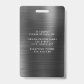 Badge Photo d'identité d'employé de Black Metal Moderne (Arrière)