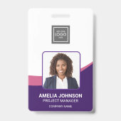Badge photo d'identité d'employé Simple Moderne (Avant)