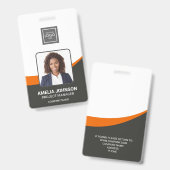 Badge photo d'identité d'employé Simple Moderne (Avant & arrière)