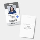 Badge Photo d'identité du personnel médical | Logo de l' (Avant & arrière)