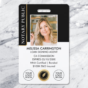 Badge Photo d'identité élégante de notaire public noir e