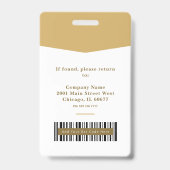 Badge Photo d'identité jaune moderne avec logo et code-b (Arrière)