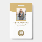 Badge Photo d'identité jaune moderne avec logo et code-b (Avant)