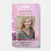 Badge photo d'identité moderne avec paillettes pou (Face)