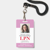 Badge Photo d'identité moderne de infirmière autorisée (Avant avec lanière)