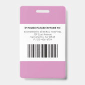 Badge Photo d'identité moderne de infirmière autorisée (Arrière)