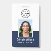 Badge Photo d'identité moderne Entreprise QR Sécurité Bl (Face)