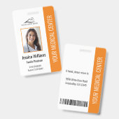 Badge photo d'identité professionnel orange pour l (Avant & arrière)