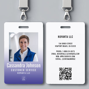 Badge Photo d'identité professionnelle avec dégradé bleu