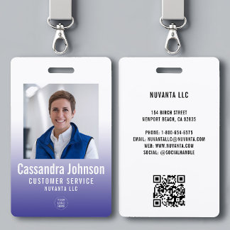 Badge Photo d'identité professionnelle avec dégradé bleu