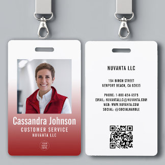 Badge Photo d'identité professionnelle avec dégradé roug
