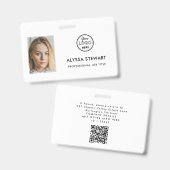 Badge Photo d'identité professionnelle de l'employé blan (Avant & arrière)