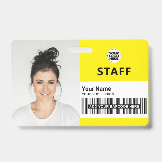 Badge Photo d'identité professionnelle de l'employé jaun (Avant)