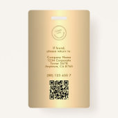 Badge Photo d'identité professionnelle de l'employé mode (Dos)