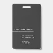 Badge Photo d'identité professionnelle gris propre (Arrière)