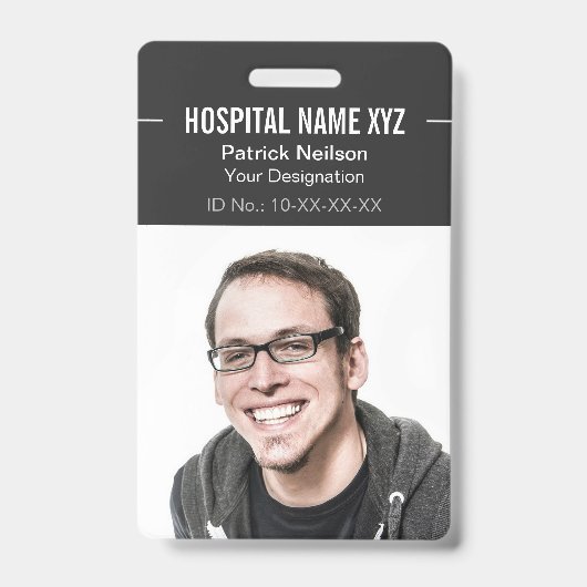 Badge Photo d'identité professionnelle gris propre (Avant)