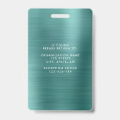 Badge Photo d'identité professionnelle métallisé vert mo (Arrière)