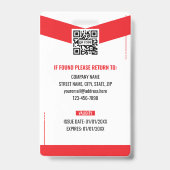 Badge Photo d'identité professionnelle moderne rouge bla (Arrière)
