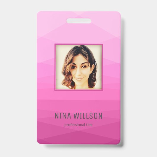 Badge Photo d'identité professionnelle sur fond polygona (Avant)
