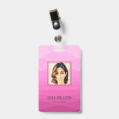 Badge Photo d'identité professionnelle sur fond polygona (Avant avec clip)