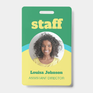 Badge Photo d'identité rétro verte jaune ronde pour le p