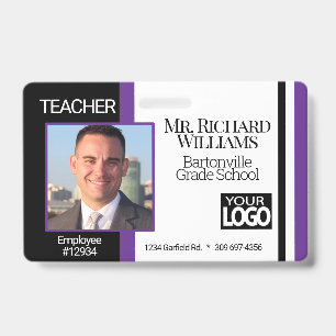 Badge Photo d'identité scolaire - Noir et Violet