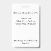 Badge Photo d'identité Tropical Double Face (Arrière)