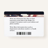 Badge Photo du code de la barre de logo de la carte d'id (Dos)