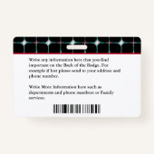 Badge Photo du code de la barre de logo de la carte d'id (Dos)