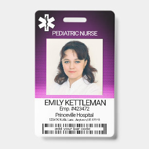 Badge Photo du domaine médical - Infirmière pédiatrique