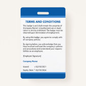 Badge Photo du logo de l'entreprise personnalisable bleu (Dos)