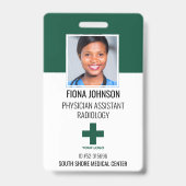 Badge Photo du logo personnalisé de l'employé Médicale (Front)