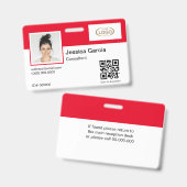 Badge Photo du nom de l'employé Logo de l'entreprise Cod (Avant & arrière)