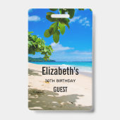 Badge Photo d'un bel invité de plage tropicale ensoleill (Arrière)